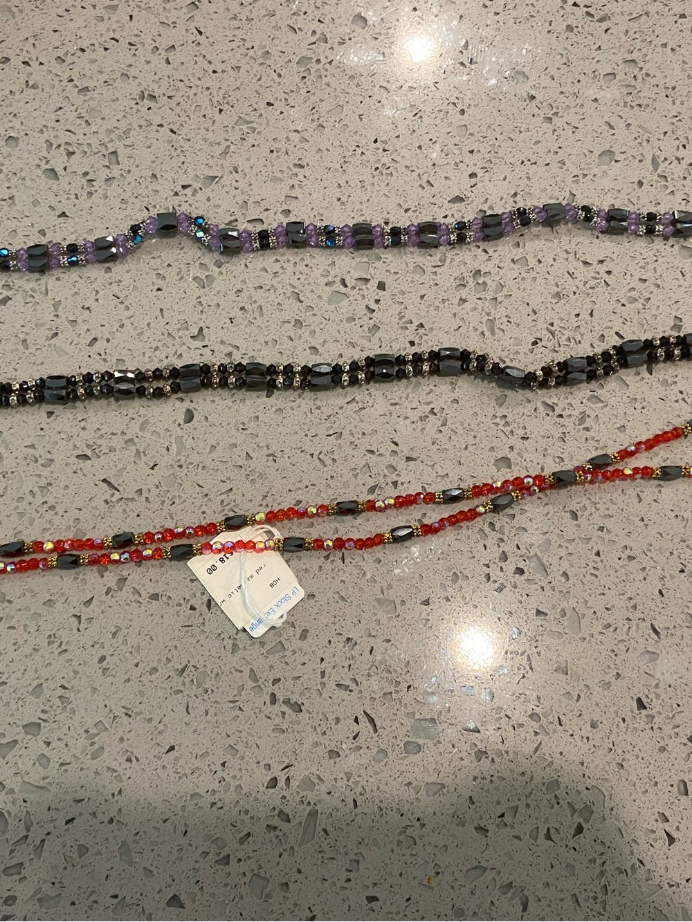 Hand Crafted Purple, Black & Red Layered Beaded Necklace Set